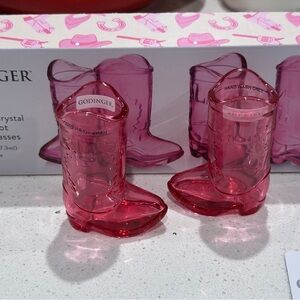 Godinger Set of 4 Rose Boot Shot Glasses